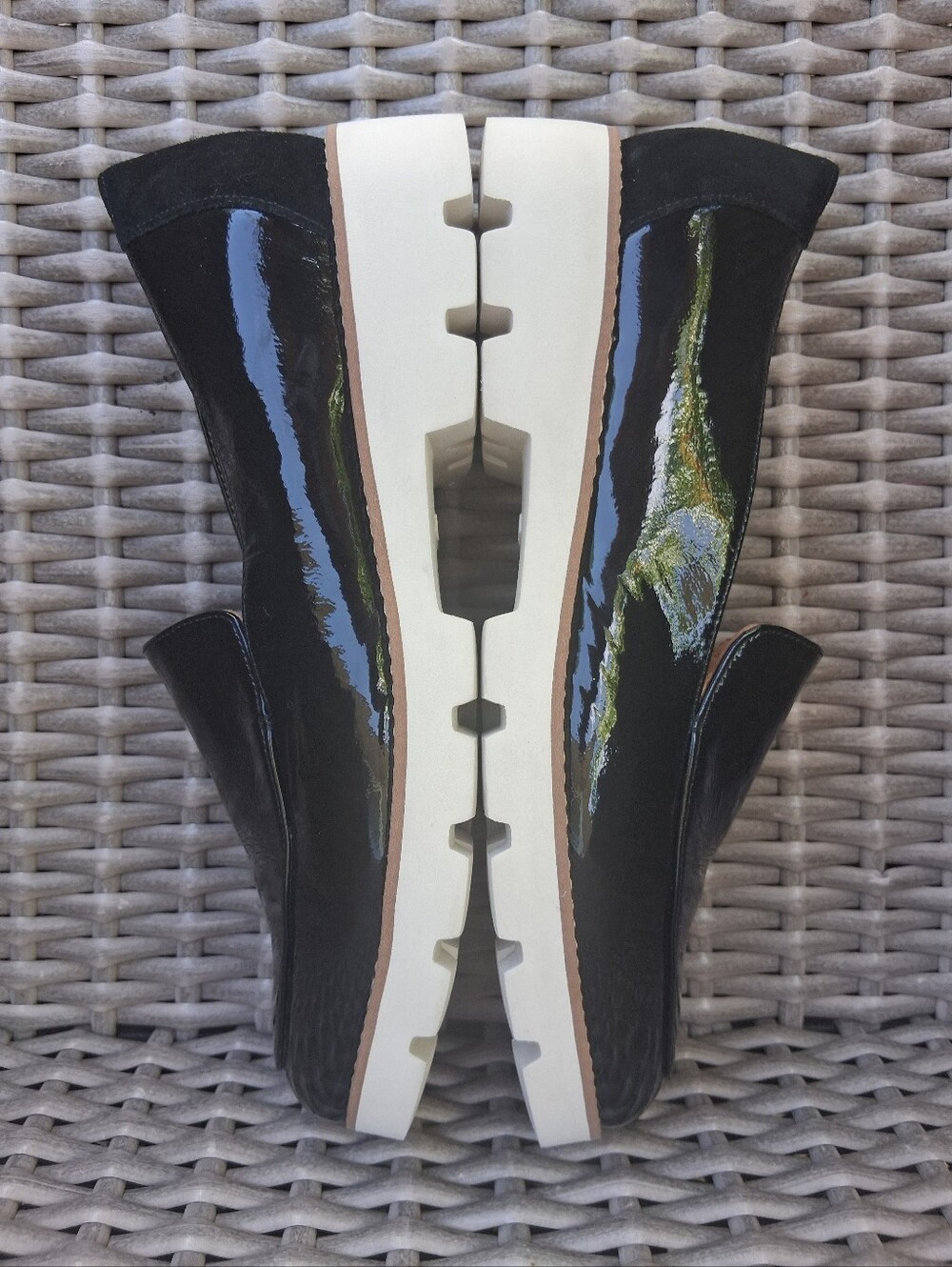 NEW Vionic Kensley Black Patent Leather Slip-On Loafers with White Sole - Picture 8 of 14